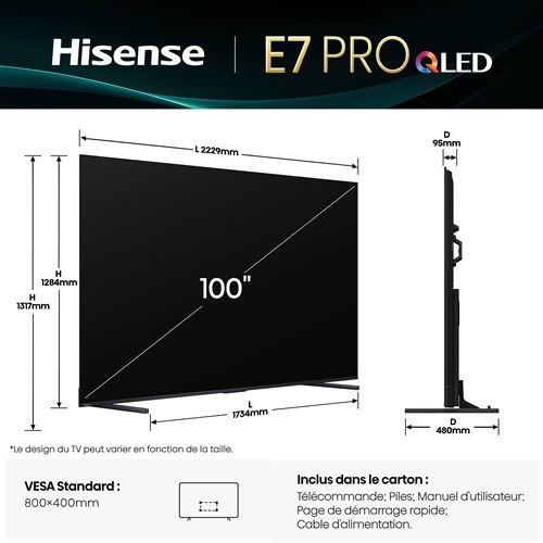 TV Hisense QLED 100E7Q Pro 253 cm 2025 – Image 4
