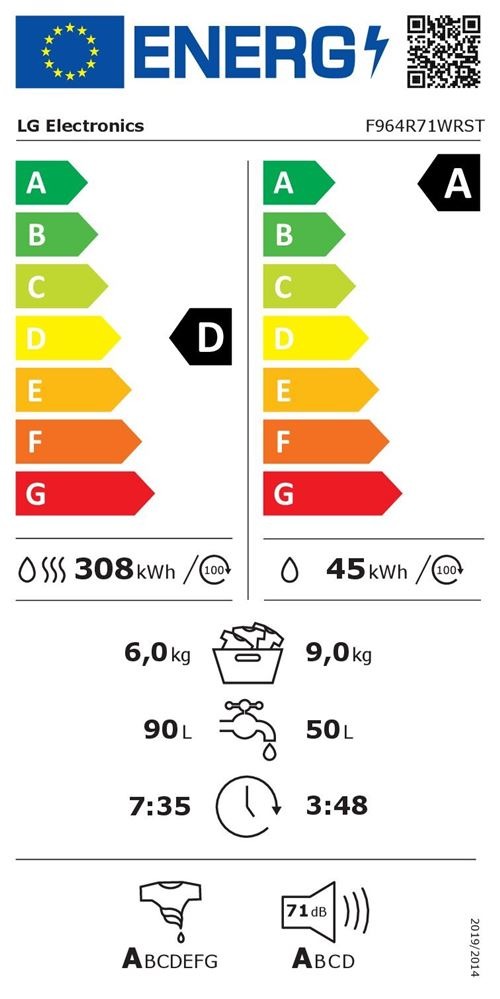 LG F964R71WRST - Machine à laver séchante - WiFi - largeur : 60 cm - profondeur : 62 cm - hauteur : 85 cm – Image 3